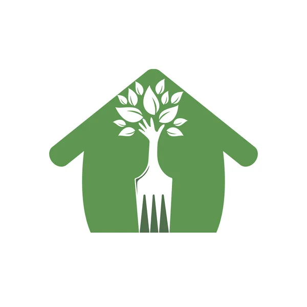 Fork Main Arbre Vecteur Logo Design Restaurant Agriculture Logo Concept — Image vectorielle