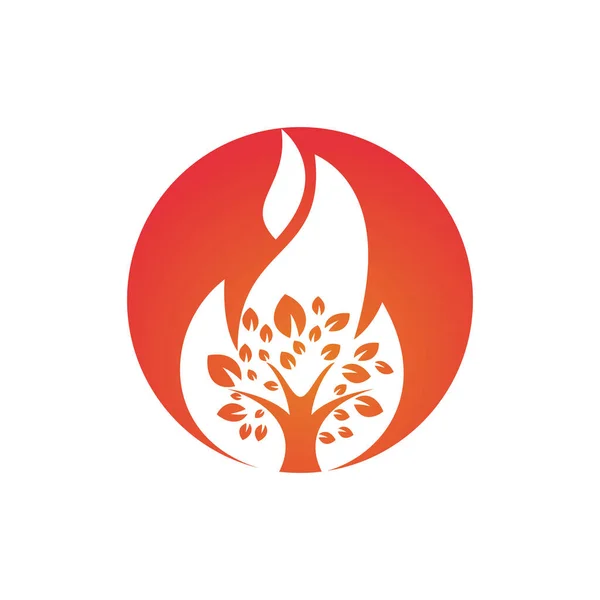 Modelo Projeto Logotipo Vetor Árvore Fogo —  Vetores de Stock