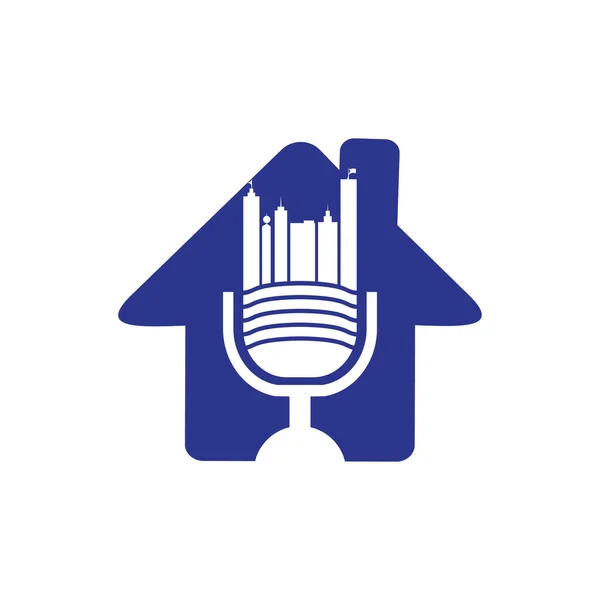 アーバンポッドキャストベクターロゴデザインテンプレート Podcast 都市ロゴのコンセプト — ストックベクタ
