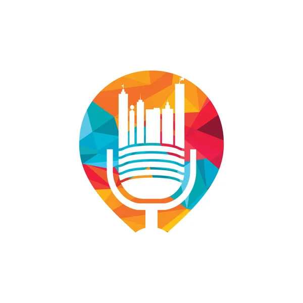 アーバンポッドキャストベクターロゴデザインテンプレート Podcast 都市ロゴのコンセプト — ストックベクタ