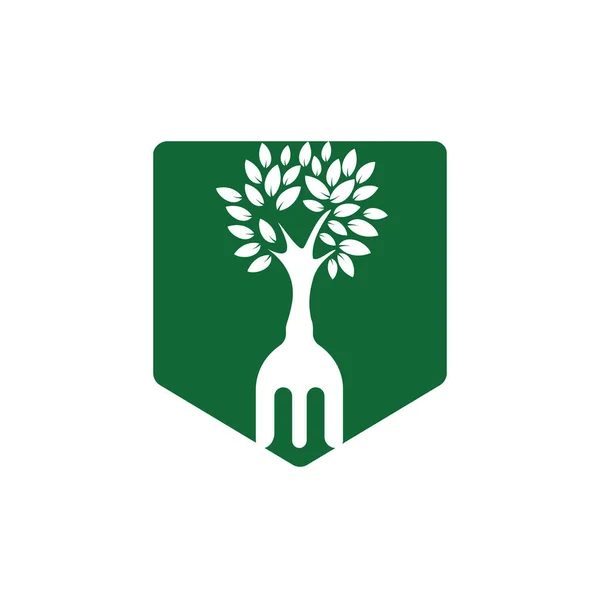 Projekt Logo Wektora Drzewa Widelec Strony Koncepcja Restauracji Logo Rolnictwa — Wektor stockowy
