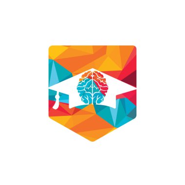 Beyin ve mezuniyet ikonu tasarımı. Eğitim ve kurumsal logo tasarımı.