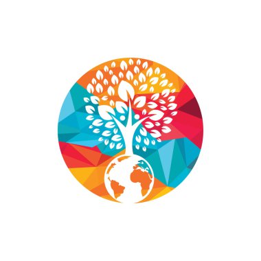 Küresel insan ağaç vektör logo tasarım şablonu.