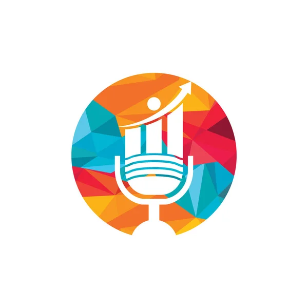 Finansal Podcast Mikro Vektör Logosu Tasarımı Bir Mikrofon Grafiği Simgesi — Stok Vektör