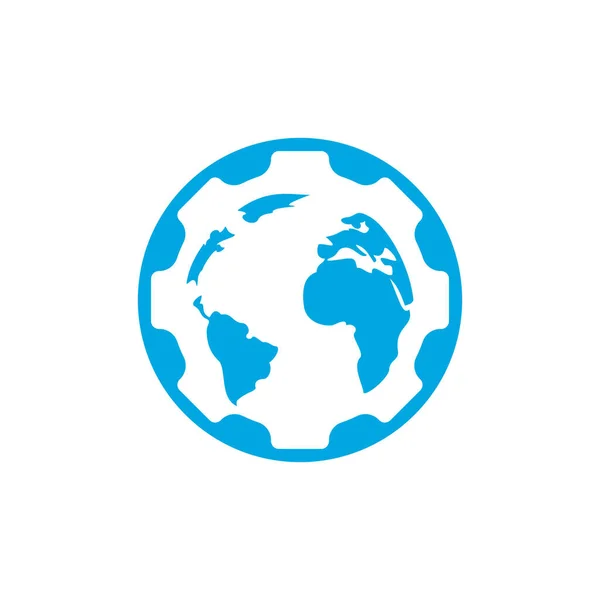 Engrenagem Global Vetor Logotipo Design Elemento Design Logotipo Ícone Planeta —  Vetores de Stock