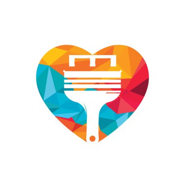 Boya fırçası ve yatak ikonu logosu tasarımı. Benzersiz iç mekan ve mobilya logosu tasarım şablonu.