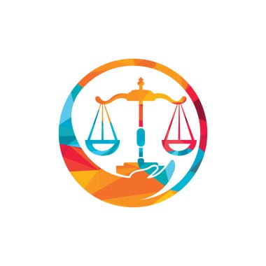 Law Care vektör logo tasarım şablonu. Hukuk firması logo tasarımı. Avukat vektör logo tasarım şablonu.