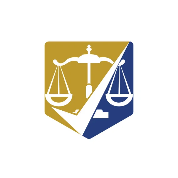 Diseño Logotipo Vector Bufete Abogados Escala Ley Con Icono Verificación — Archivo Imágenes Vectoriales