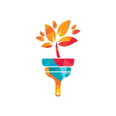 Bitki fırçası vektör logosu boyası. Bahçe vektör logosu konseptini yenile.