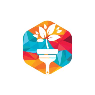 Bitki fırçası vektör logosu boyası. Bahçe vektör logosu konseptini yenile.