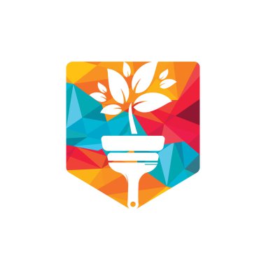Bitki fırçası vektör logosu boyası. Bahçe vektör logosu konseptini yenile.