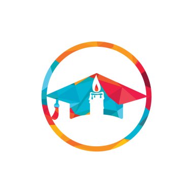 Eğitim ve kurumsal logo tasarımı konsepti. Mum simgesi dizaynlı mezuniyet başlığı.