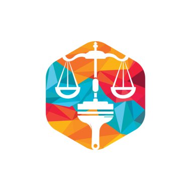 Boyama yasası vektör logosu konsepti. Fırça simgesi vektör tasarımı ile ölçeklendir.