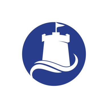 Castle dalgası vektör logosu tasarım şablonu. Soyut kale dalga logo tasarım şablonu.