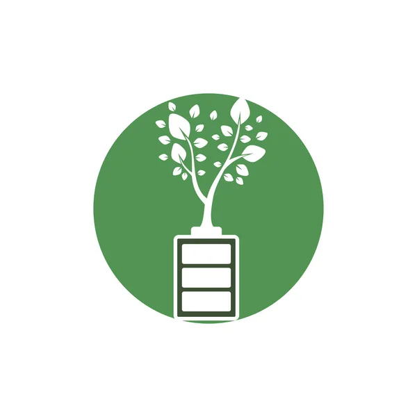 Eco Natuur Batterij Logo Template Ontwerp Illustratie Ontwerp Template Van — Stockvector