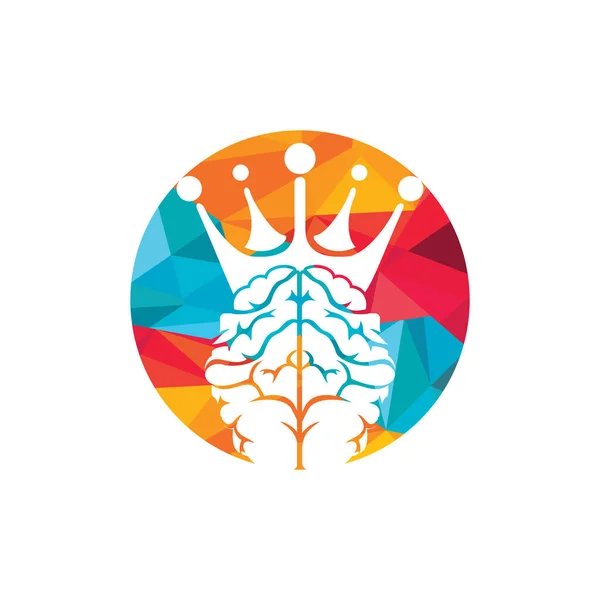 Умный Векторный Логотип Короля Мозг Человека Изображением Короны — стоковый вектор
