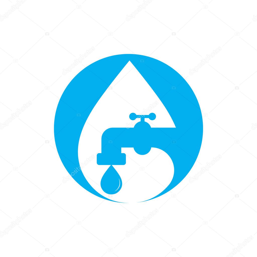 Plumbing vector logo design business template. Illustration of faucet plumbing logo design template.