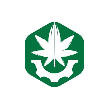 Vites ve kenevir vektör logosu tasarımı. Cannabidiol endüstrisi logo konsepti.