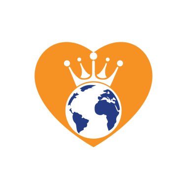 Kral Gezegen Vektör Logosu Tasarımı. Dünya Kralı Logo Simgesi Tasarımı.
