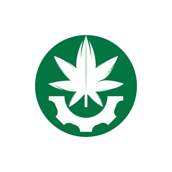 齿轮和大麻病媒标识设计 大麻业公司标志概念 — 图库矢量图片