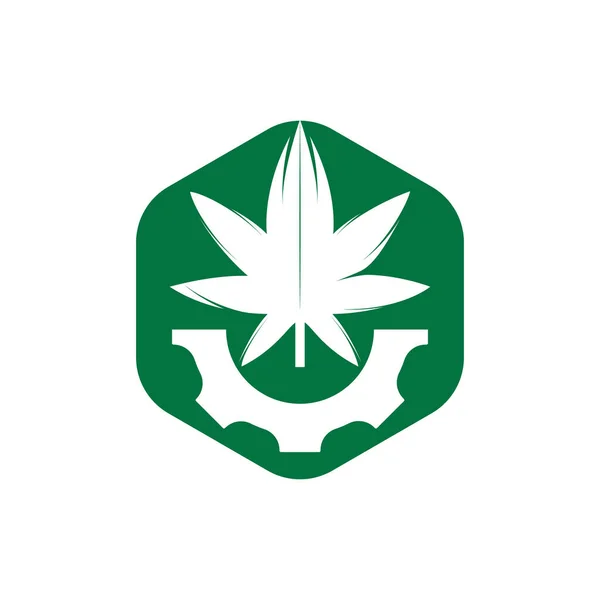 Conception Logo Vecteur Engrenages Cannabis Concept Logo Entreprise Industrie Cannabis — Image vectorielle