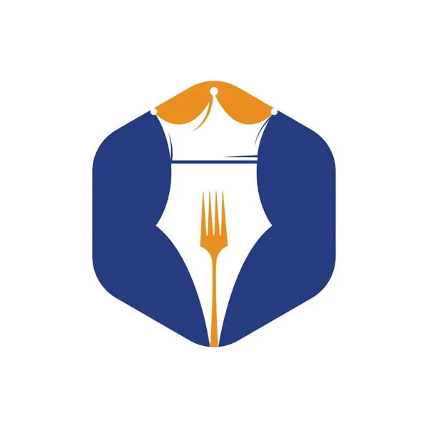 Food Restaurants Logo Design Concept Pen Crown Fork Vector Icon — Stock Vector