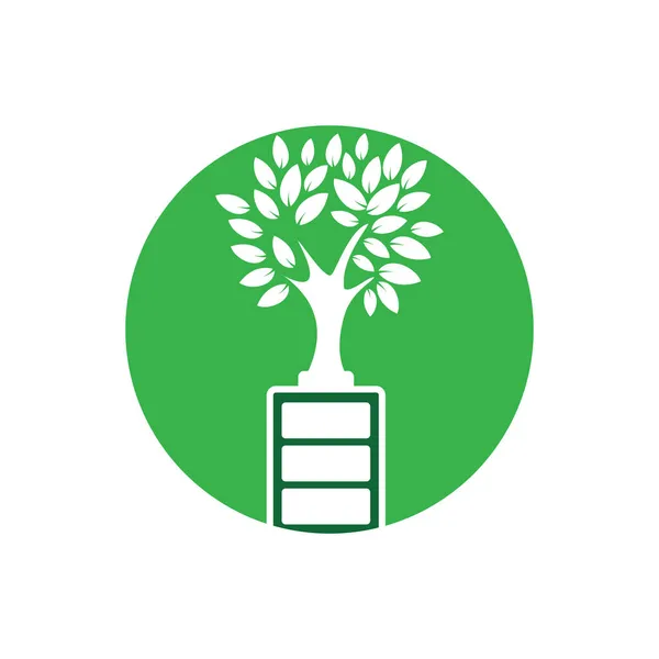 Eco Natura Disegno Modello Logo Della Batteria Illustrazione Design Modello — Vettoriale Stock
