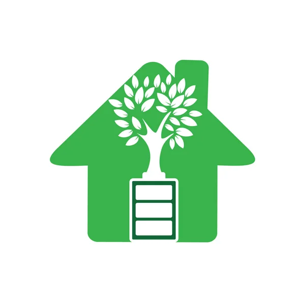 生态自然家居和电池标识模板设计图解设计 绿色能源标识模板 — 图库矢量图片