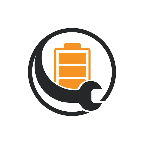 Batarya Servis Vektör Logo Tasarım Şablonu Pil Anahtar Simgesi Tasarımı — Stok Vektör