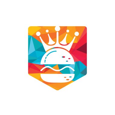Burger King vektör logosu tasarımı. Taç simgesi logo konseptli hamburger.