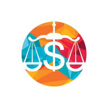 Para ölçekli vektör logosu tasarımı. Dolar dengesi finans logosu kavramı.