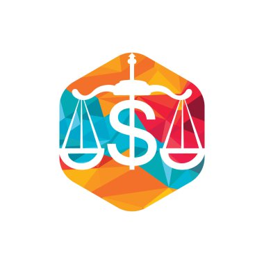 Para ölçekli vektör logosu tasarımı. Dolar dengesi finans logosu kavramı.