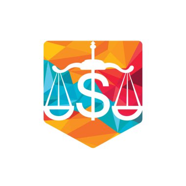 Para ölçekli vektör logosu tasarımı. Dolar dengesi finans logosu kavramı.