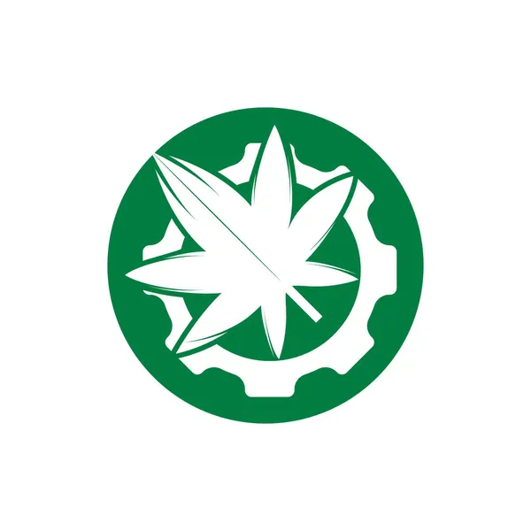 Design Logotipo Vetor Engrenagem Cannabis Cannabidiol Indústria Empresa Logotipo Conceito — Vetor de Stock