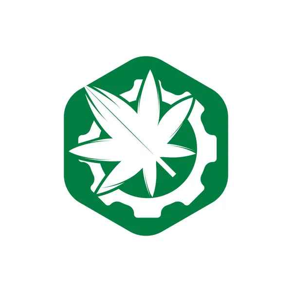 Design Logotipo Vetor Engrenagem Cannabis Cannabidiol Indústria Empresa Logotipo Conceito —  Vetores de Stock