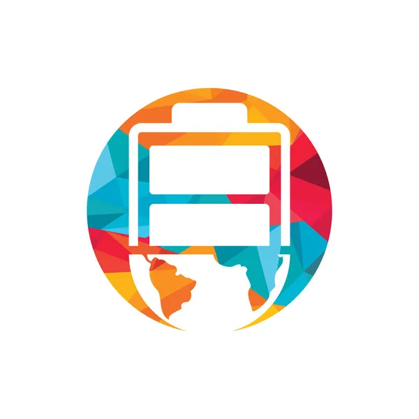 Шаблон Дизайну Логотипу Глобальної Енергії Дизайн Піктограм Глобуса Батареї — стоковий вектор