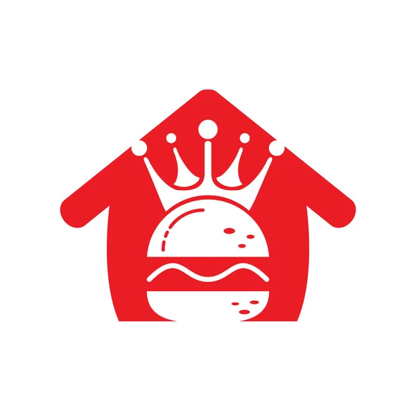 Burger King Vector Logo Design Burger Crown Mustache Home Shape — Stock Vector