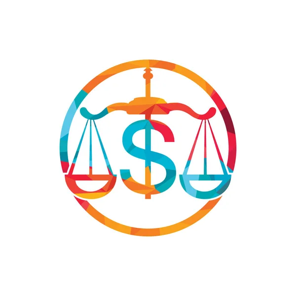 Conception Logo Vectoriel Échelle Argent Dollar Balance Finance Logo Concept — Image vectorielle