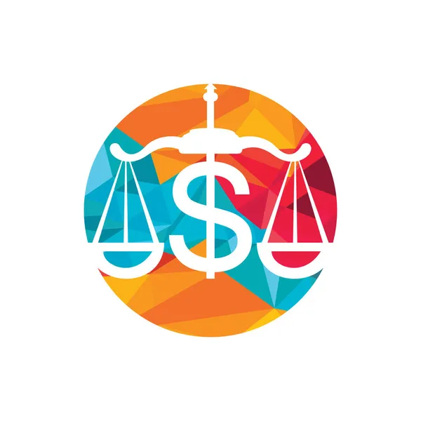 Diseño Del Logotipo Del Vector Escala Dinero Dólar Equilibrio Finanzas — Archivo Imágenes Vectoriales