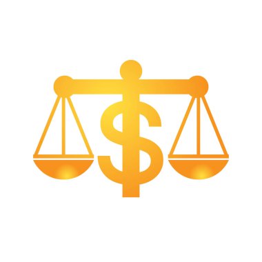 Para ölçekli vektör logosu tasarımı. Finans konsepti. Logotype ölçeği ve dolar sembolü simgesi.