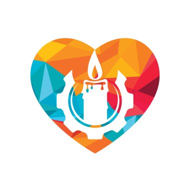 Mum dişli vektör logosu tasarımı. Dairesel mum ve vites logosu tasarımı.