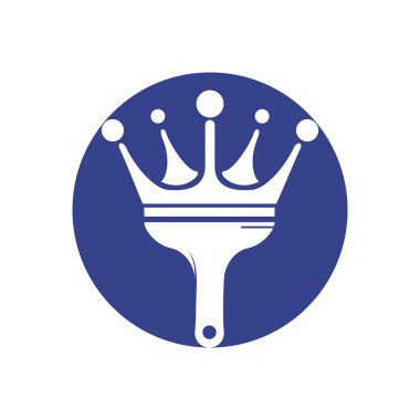 Kral boyası vektör logosu tasarımı. Taç ve boya fırçası simgesi.
