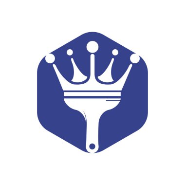 Kral boyası vektör logosu tasarımı. Taç ve boya fırçası simgesi.