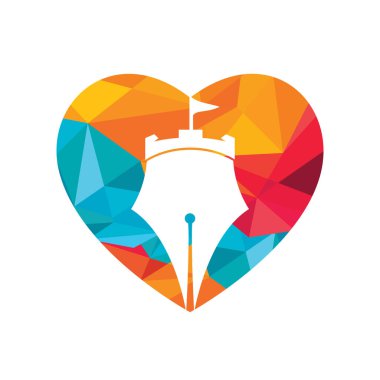 Castle kalem eğitimi vektör logosu tasarımı. Kale yazarı logo tasarımı kavramı.