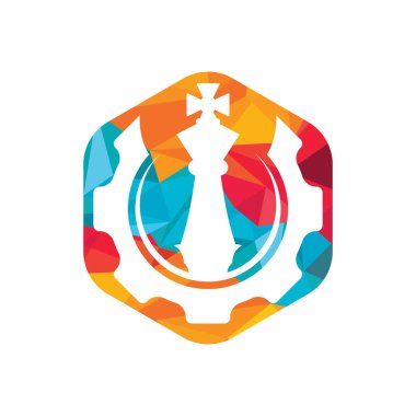 Gear Chess logo tasarımı vektör çizimi. Yaratıcı Satranç logosu tasarım şablonu.