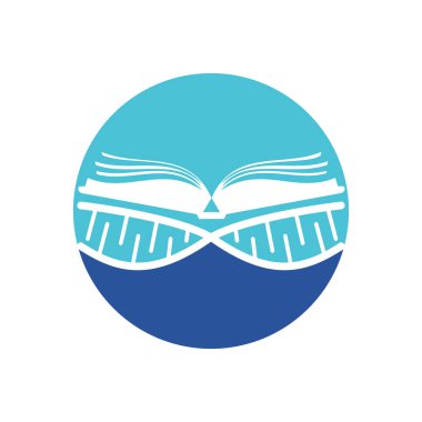 DNA kitabı vektör logosu tasarımı. Genetik kitap vektör şablonu.
