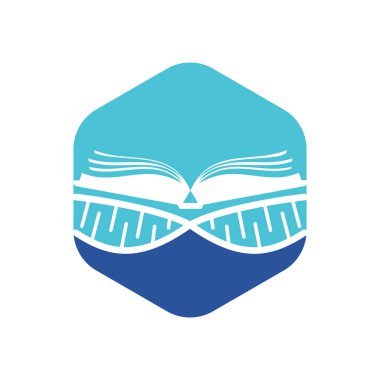 DNA kitabı vektör logosu tasarımı. Genetik kitap vektör şablonu.