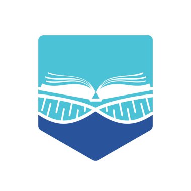 DNA kitabı vektör logosu tasarımı. Genetik kitap vektör şablonu.