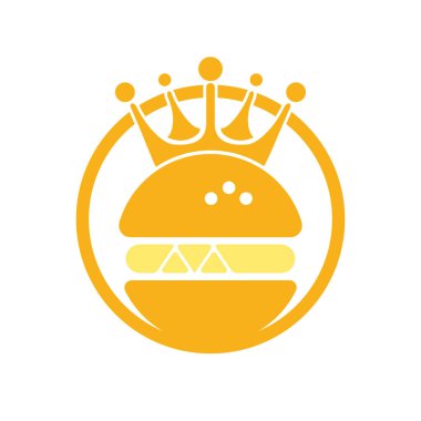 Burger King vektör logosu tasarımı. Taç simgesi logo konseptli hamburger.