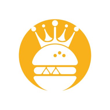 Burger King vektör logosu tasarımı. Taç simgesi logo konseptli hamburger.